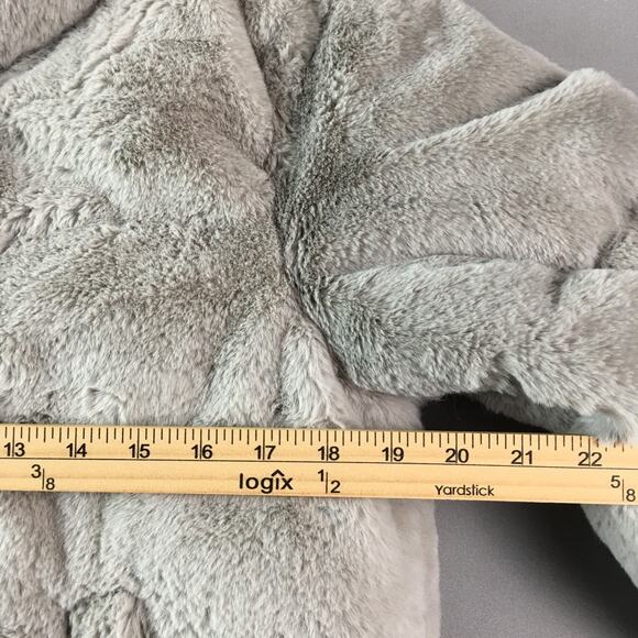 Abercrombie & Fitch Faux Fur Light Grey Women's Puffer Jacket Winter Coat Crop S - Picture 13 of 16